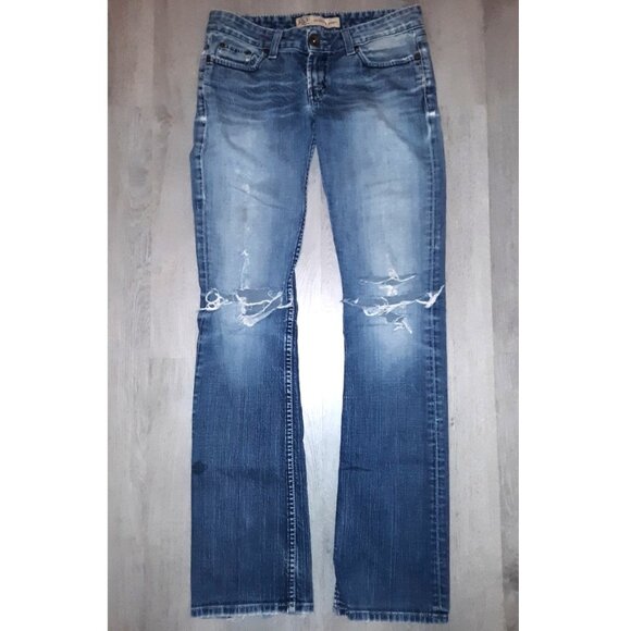 BKE Sabrina Bootcut Flared Jeans Size 28 x 35 1/2 Extremely Distressed Denim - Picture 1 of 8